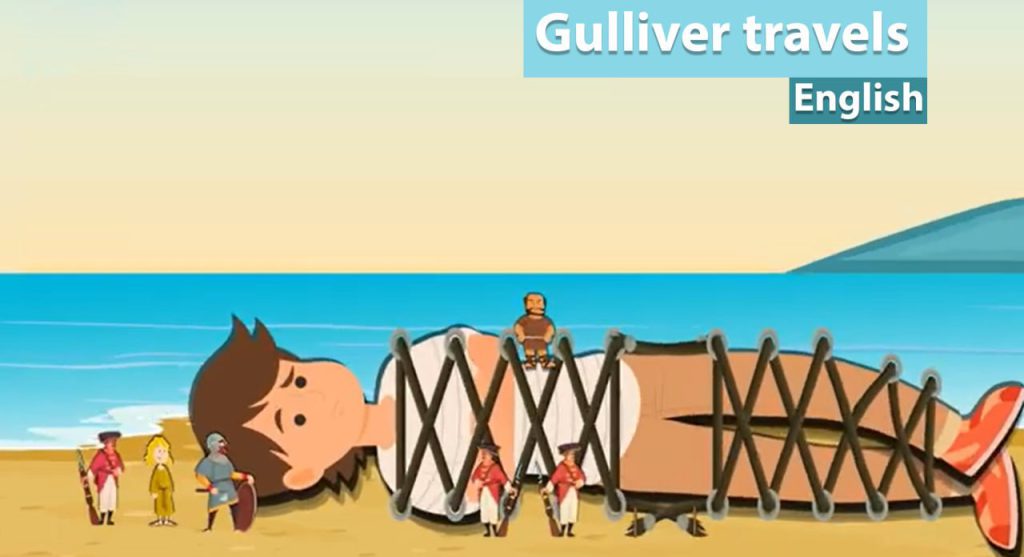 Gulliver's travels, kids cartoon. fairy tales